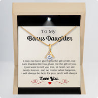 To My Bonus Daughter Necklace With Message Card - We Are Family Forever