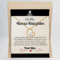 To My Bonus Daughter Necklace With Message Card - We Are Family Forever