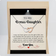 To My Bonus Daughter Necklace With Message Card - We Are Family Forever
