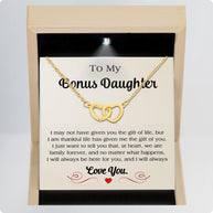 To My Bonus Daughter Necklace With Message Card - We Are Family Forever