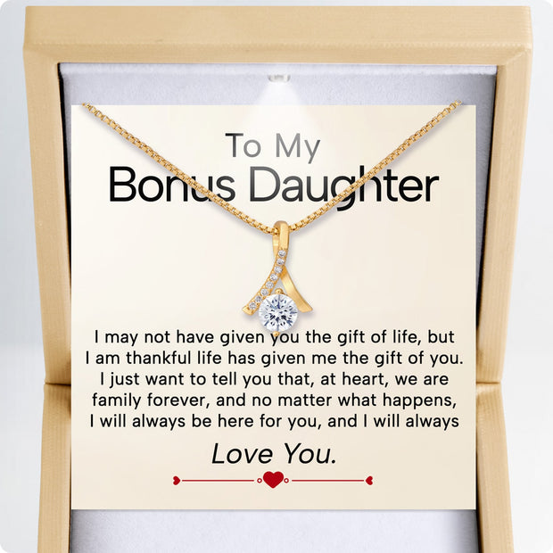 To My Bonus Daughter Necklace  With Heartfelt Message - Unique Jewelry For Bonus Daughter - Always Love You