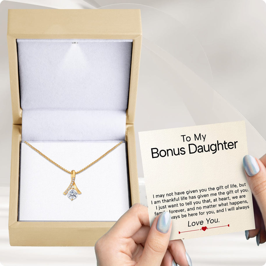 To My Bonus Daughter Necklace  With Heartfelt Message - Unique Jewelry For Bonus Daughter - Always Love You