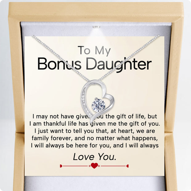 To My Bonus Daughter Necklace  With Heartfelt Message - Unique Jewelry For Bonus Daughter - Always Love You