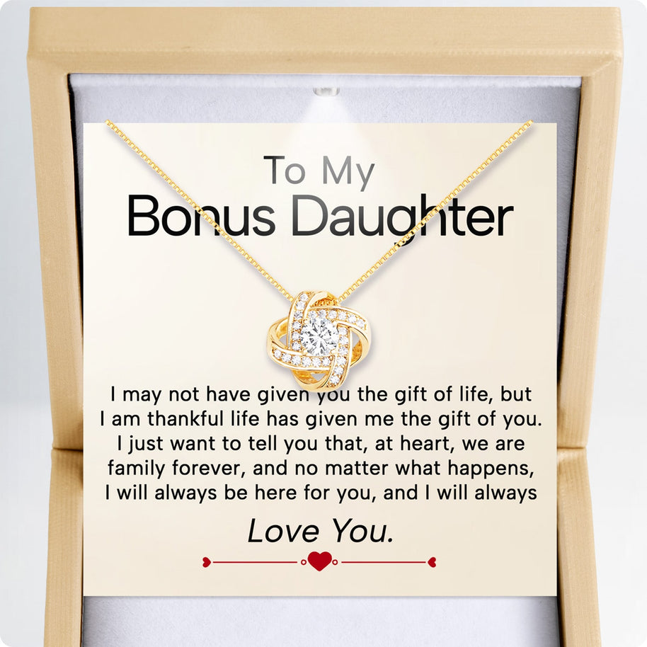 To My Bonus Daughter Necklace  With Heartfelt Message - Unique Jewelry For Bonus Daughter - Always Love You