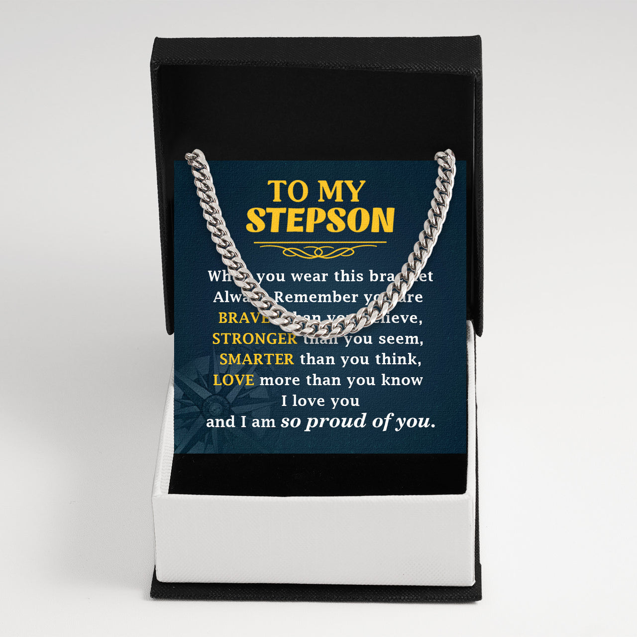 Cuban Necklace Gifts For Bonus Son With Personalized Message Card Necklace