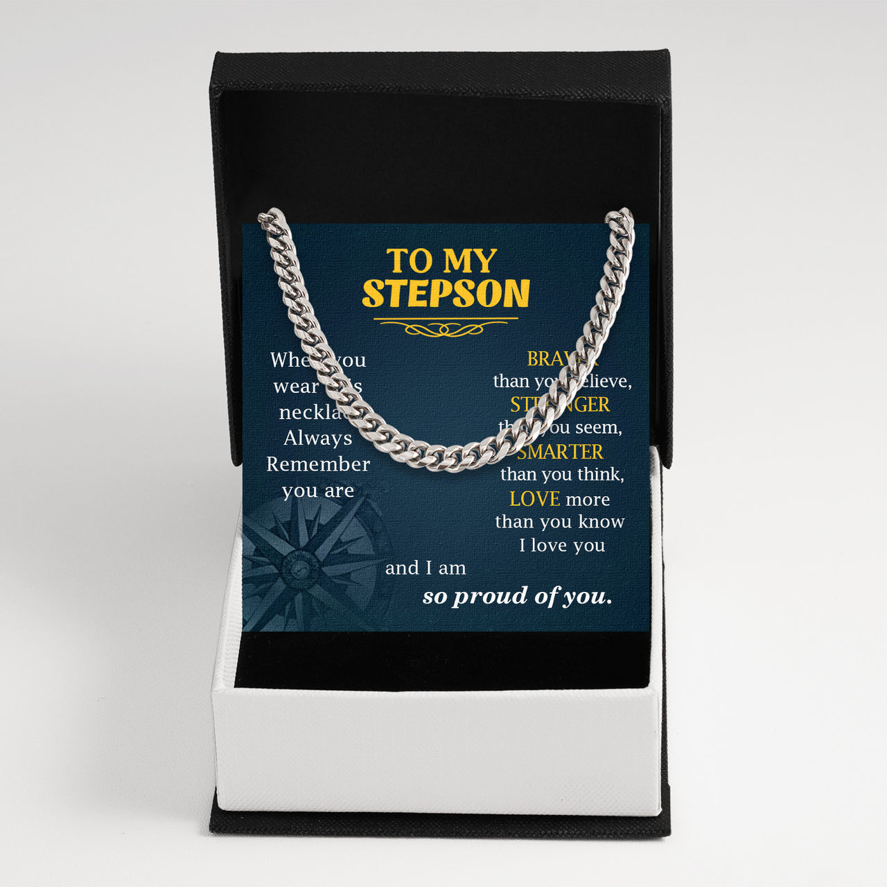 Cuban Necklace Gifts For Bonus Son With Personalized Message Card Necklace