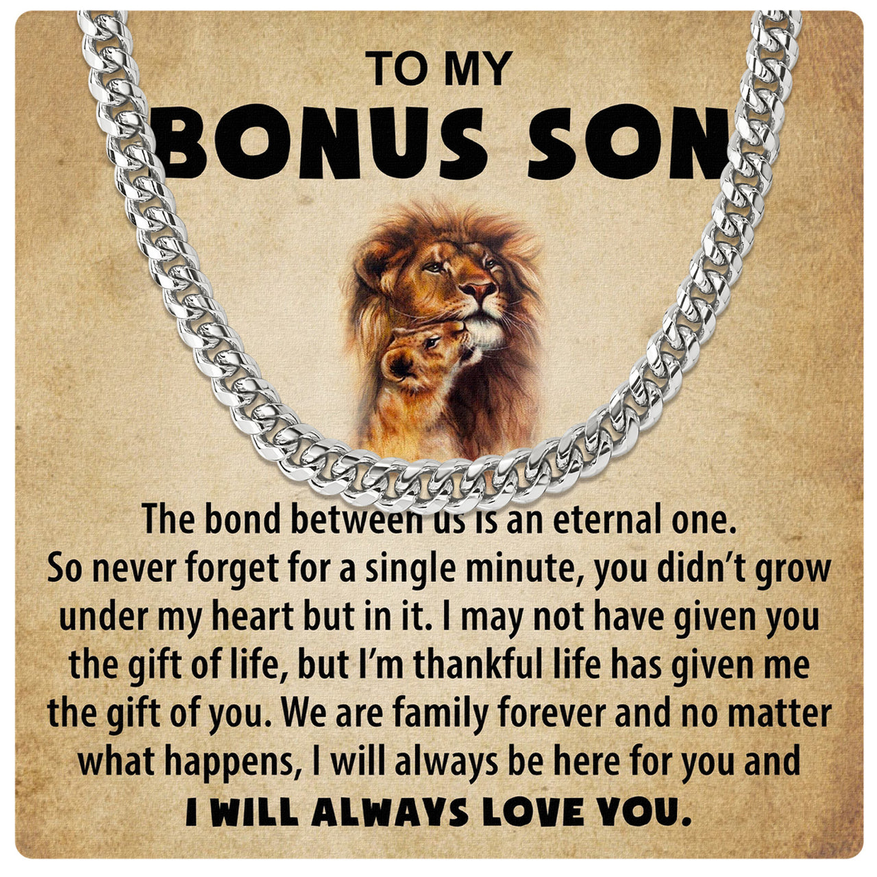 Cuban Necklace Gifts For Bonus Son With Personalized Message Card Necklace