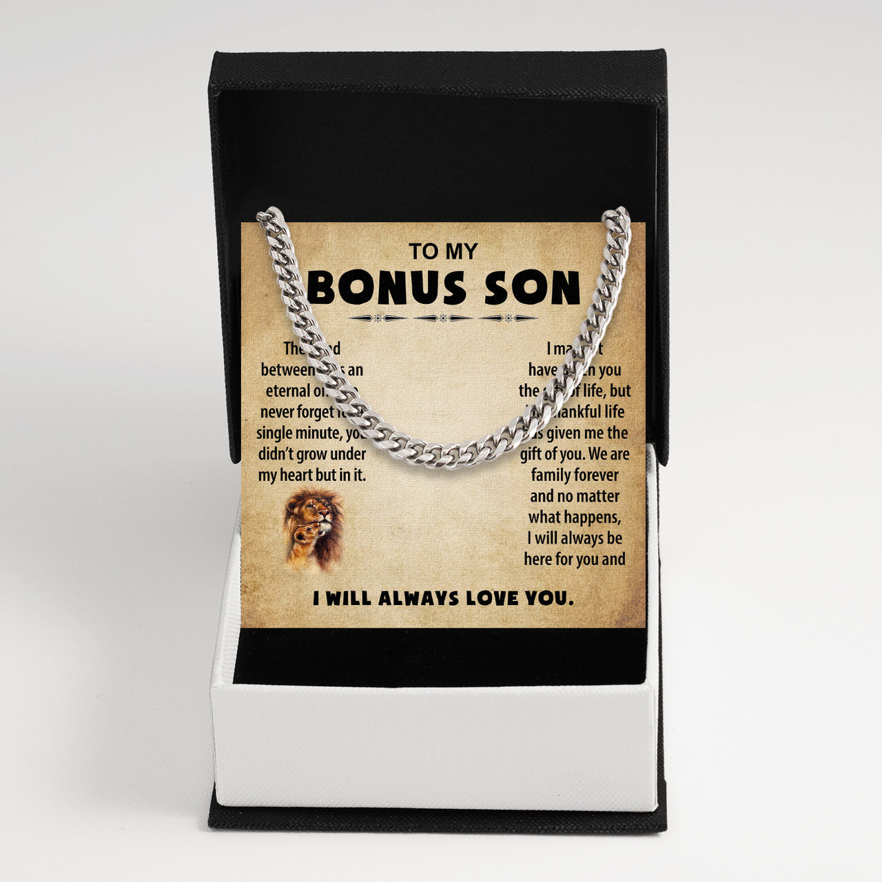 Cuban Necklace Gifts For Bonus Son With Personalized Message Card Necklace