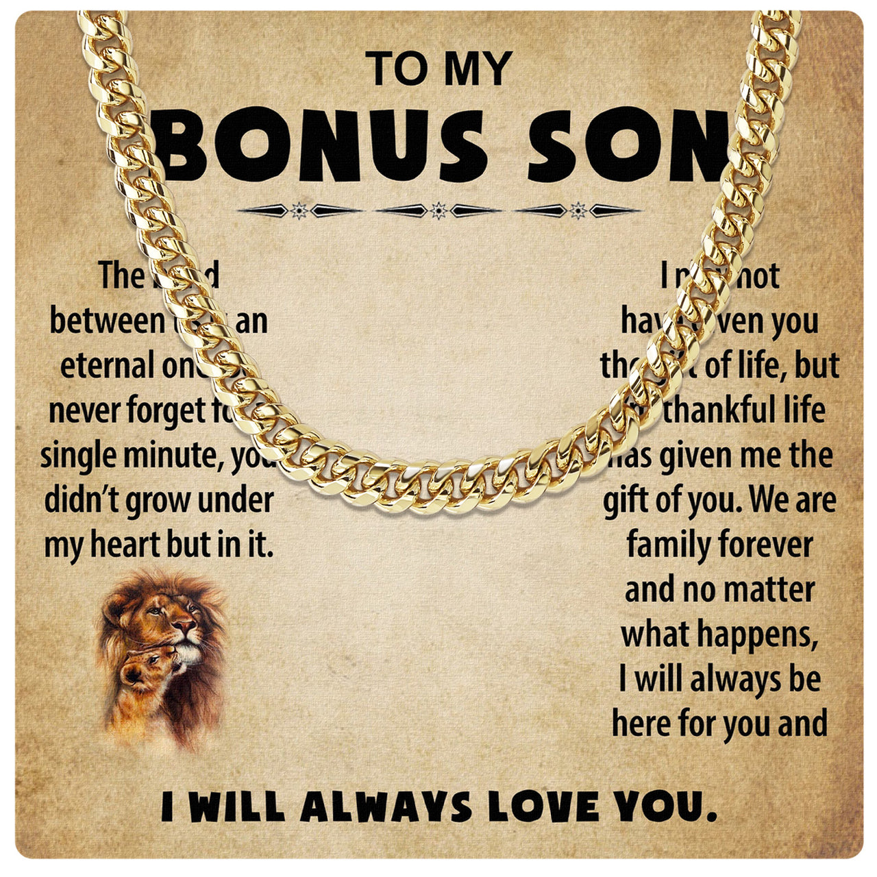 Cuban Necklace Gifts For Bonus Son With Personalized Message Card Necklace