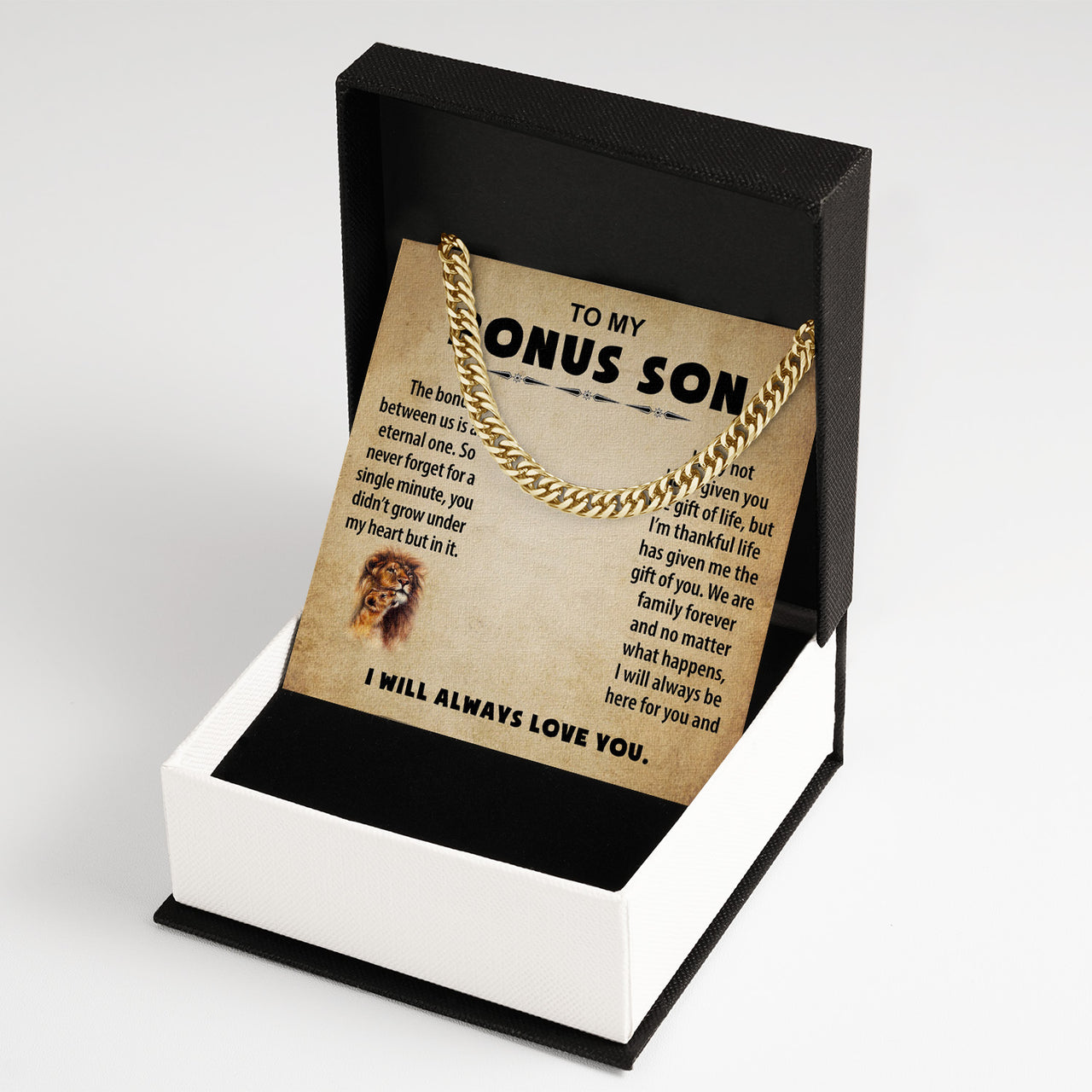 Cuban Necklace Gifts For Bonus Son With Personalized Message Card Necklace