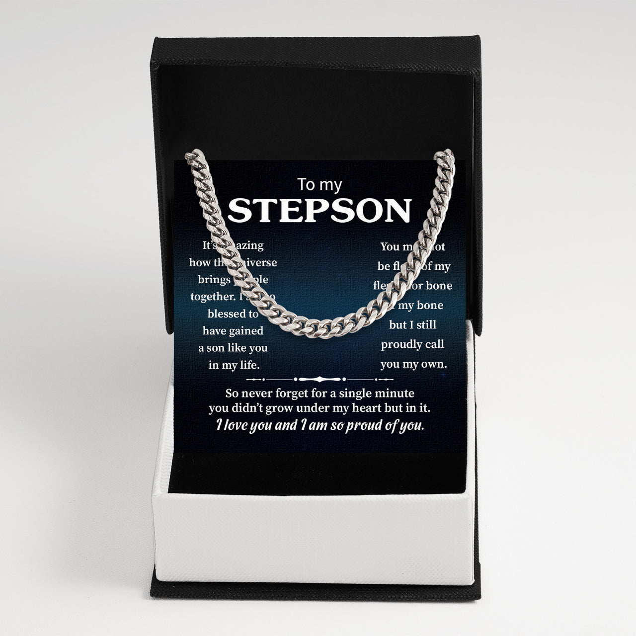 Cuban Necklace Gifts For Bonus Son With Personalized Message Card Necklace