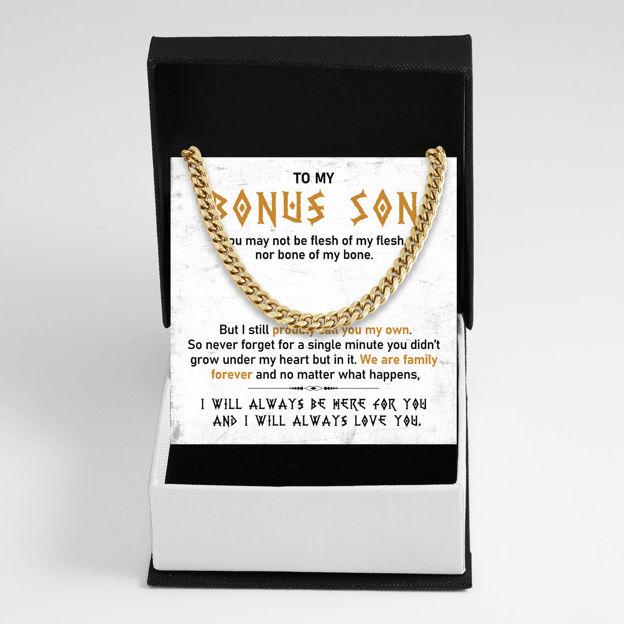 Cuban Necklace Gifts For Bonus Son With Personalized Message Card Necklace