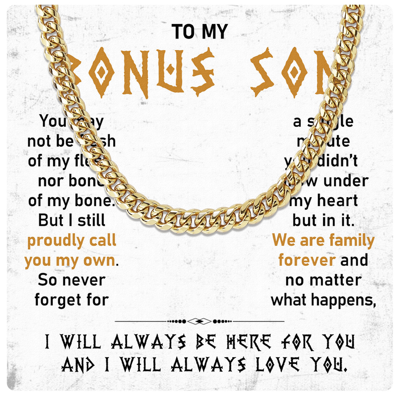 Cuban Necklace Gifts For Bonus Son With Personalized Message Card Necklace