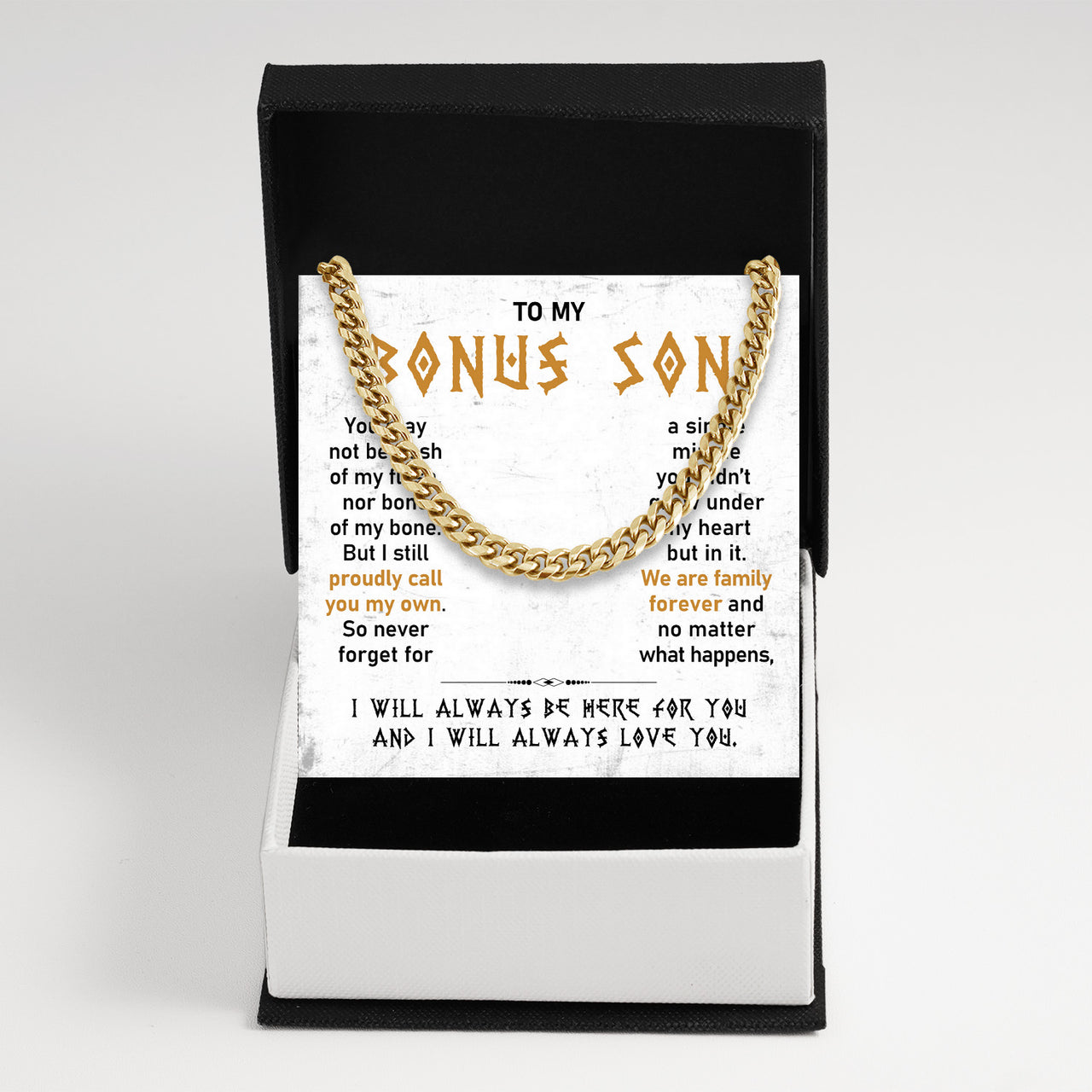 Cuban Necklace Gifts For Bonus Son With Personalized Message Card Necklace