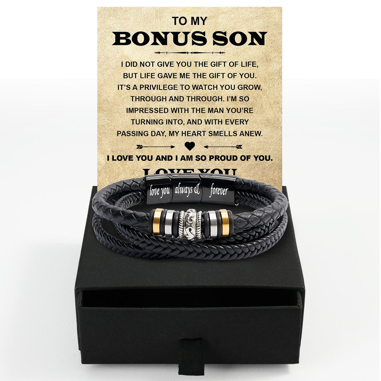 Bracelet Necklace Gifts For Bonus Son With Personalized Message Card Necklace