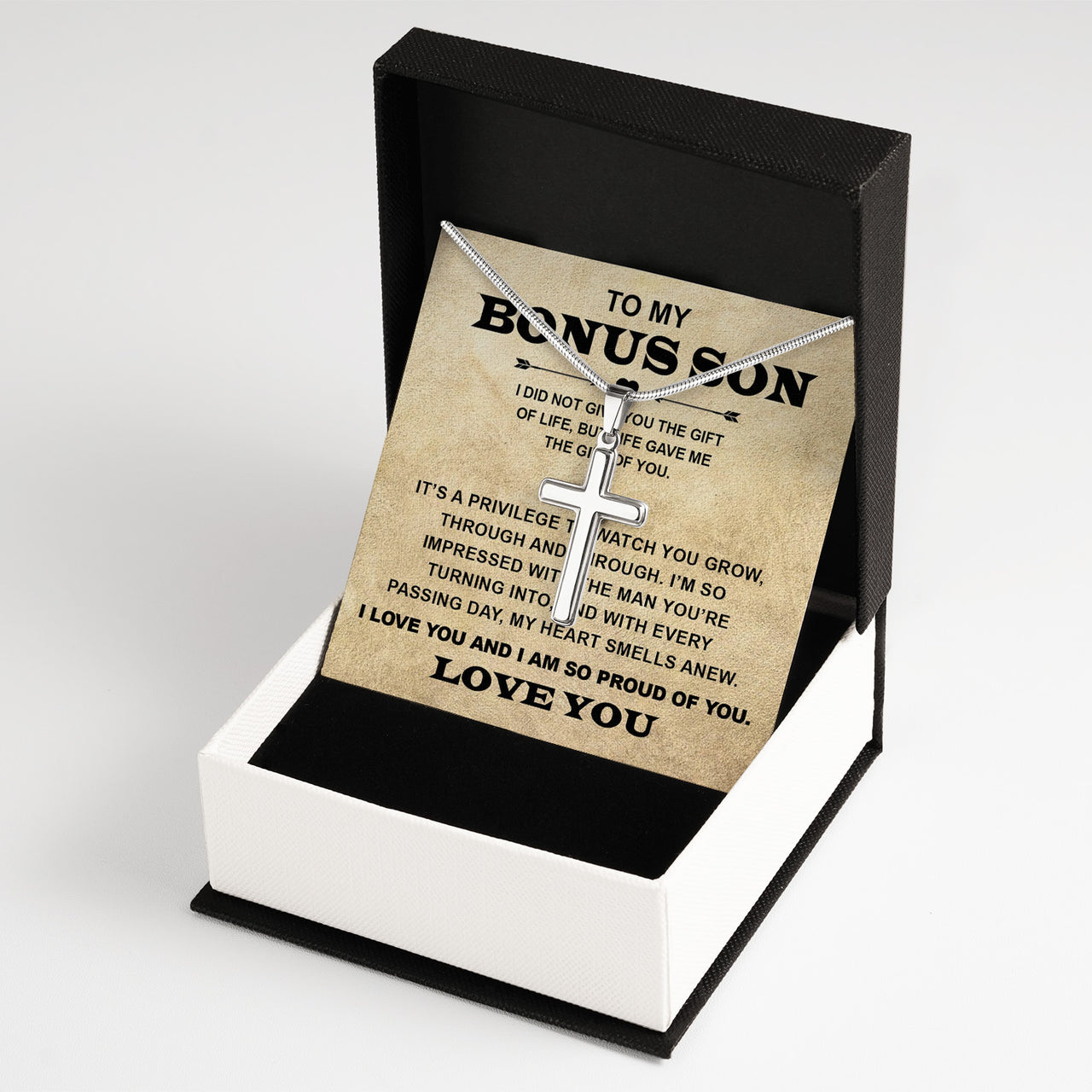 Cuban Necklace Gifts For Bonus Son With Personalized Message Card Necklace