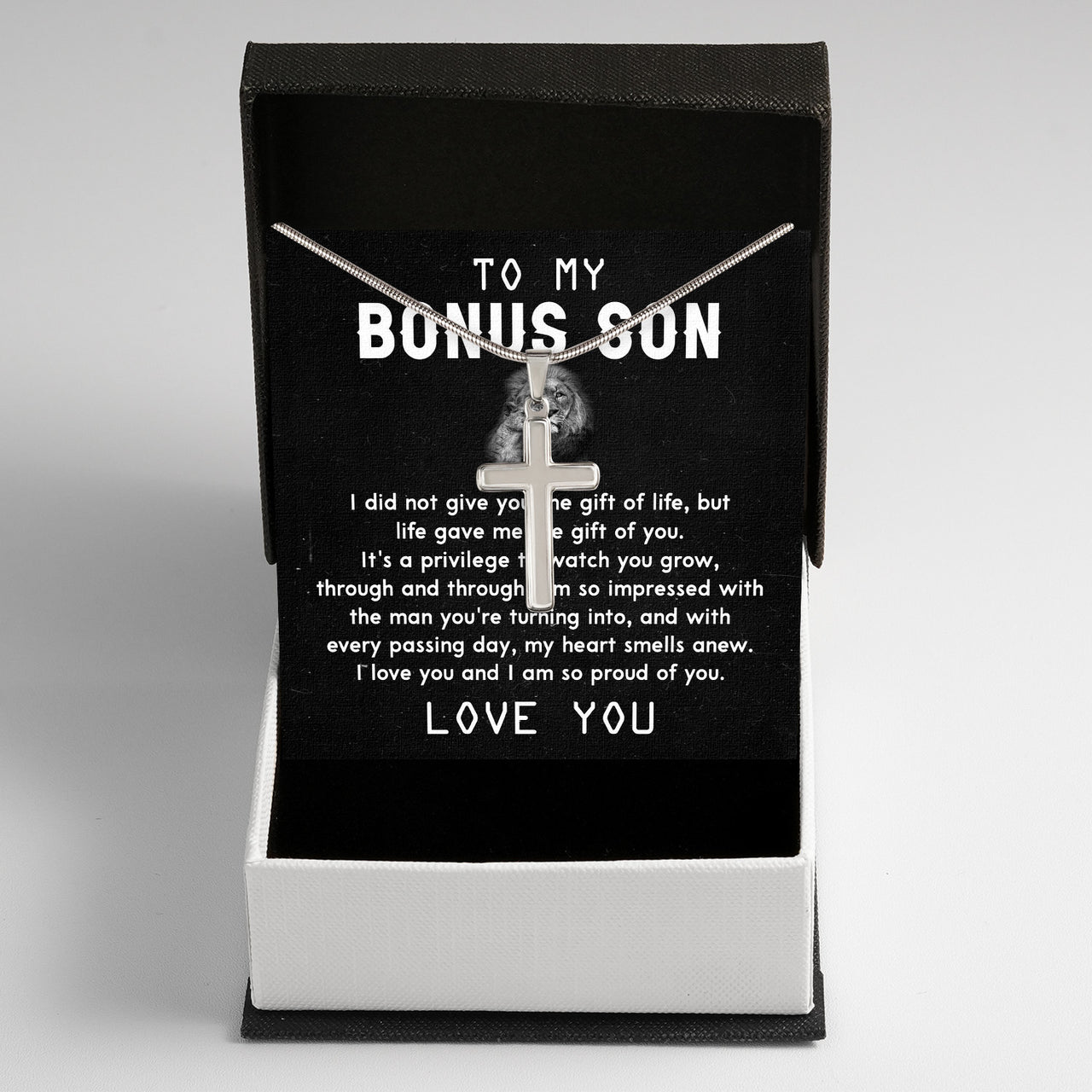 Cuban Necklace Gifts For Bonus Son With Personalized Message Card Necklace