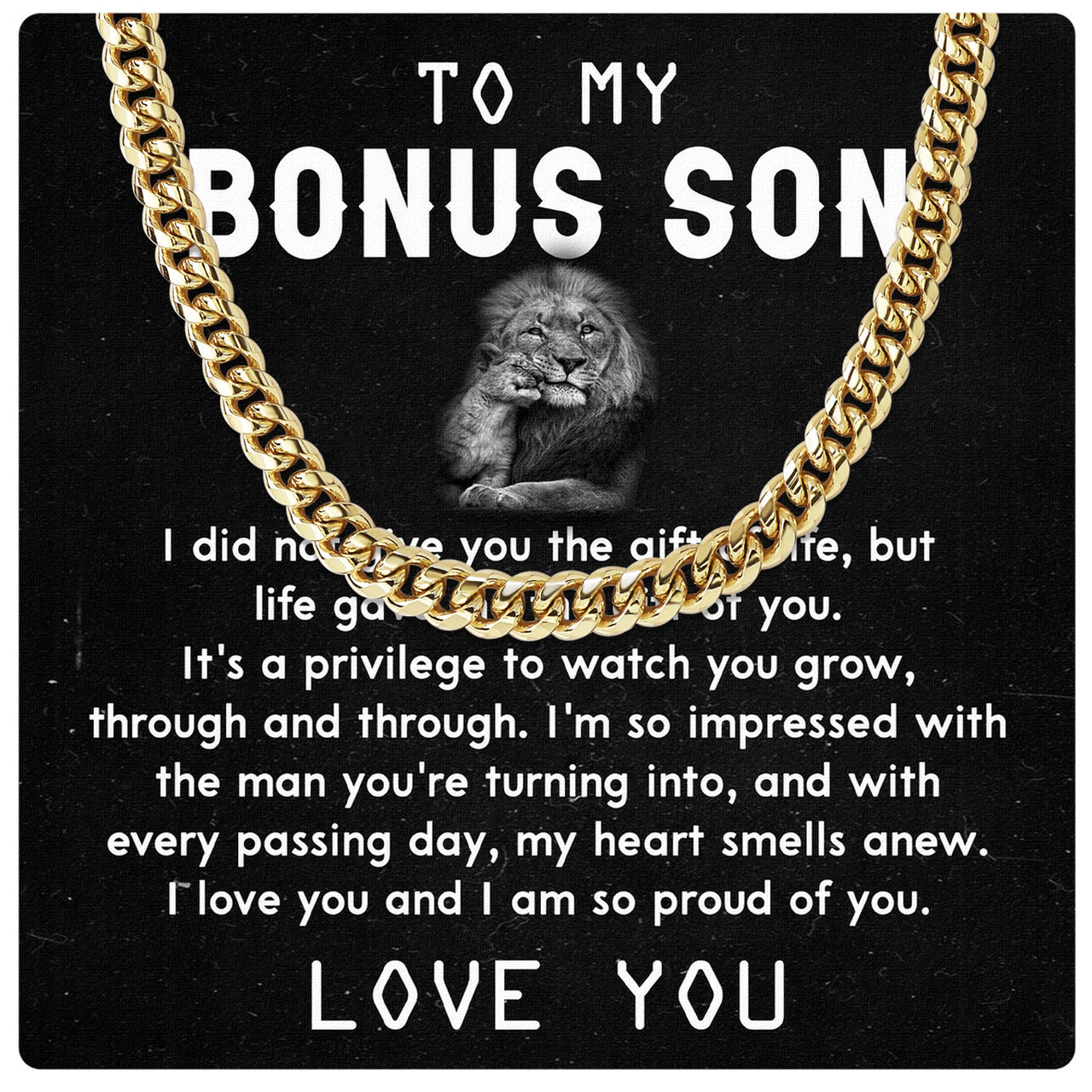 Cuban Necklace Gifts For Bonus Son With Personalized Message Card Necklace