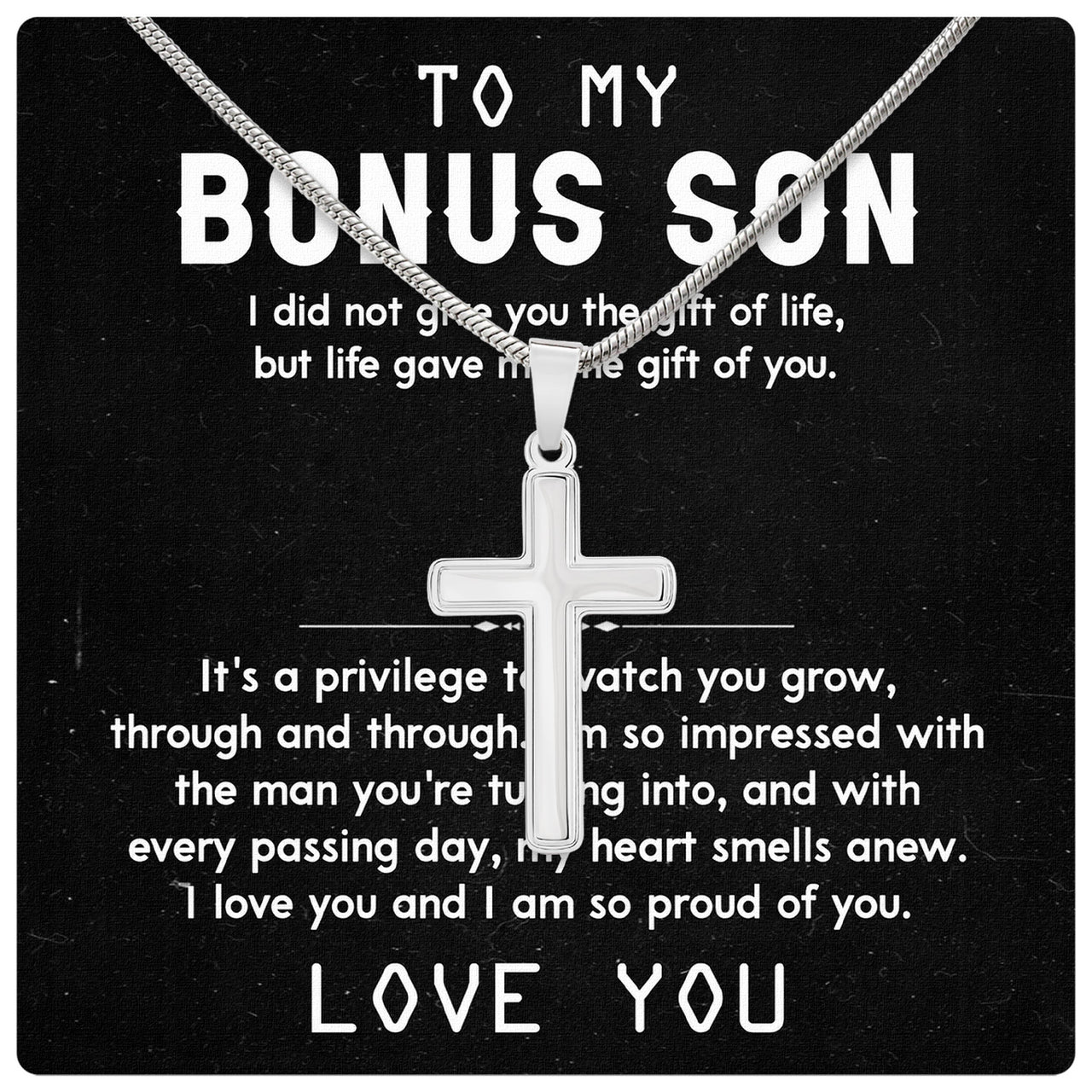 Cuban Necklace Gifts For Bonus Son With Personalized Message Card Necklace