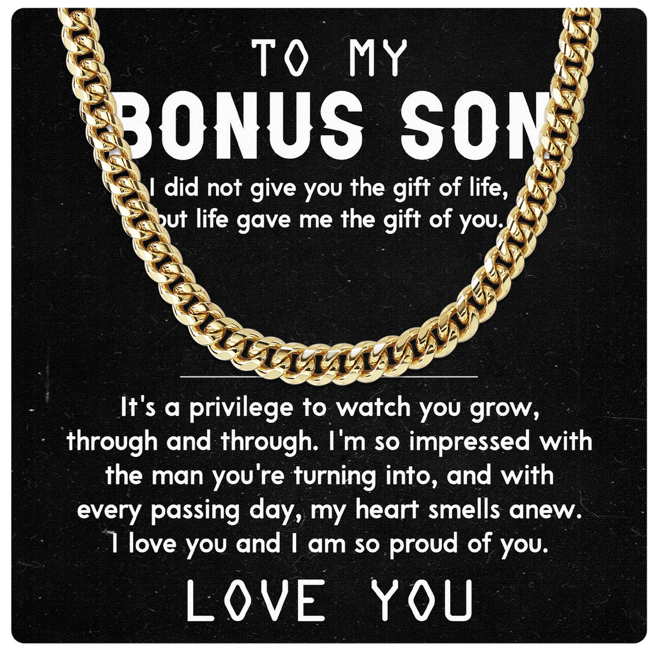 Cuban Necklace Gifts For Bonus Son With Personalized Message Card Necklace