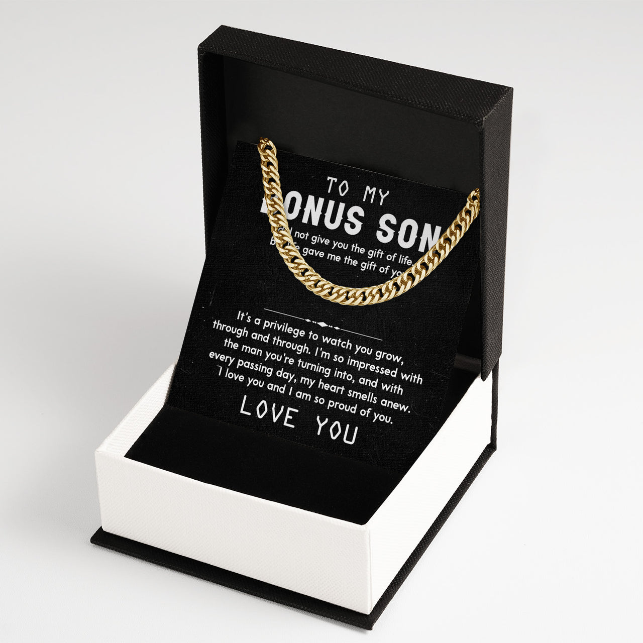 Cuban Necklace Gifts For Bonus Son With Personalized Message Card Necklace