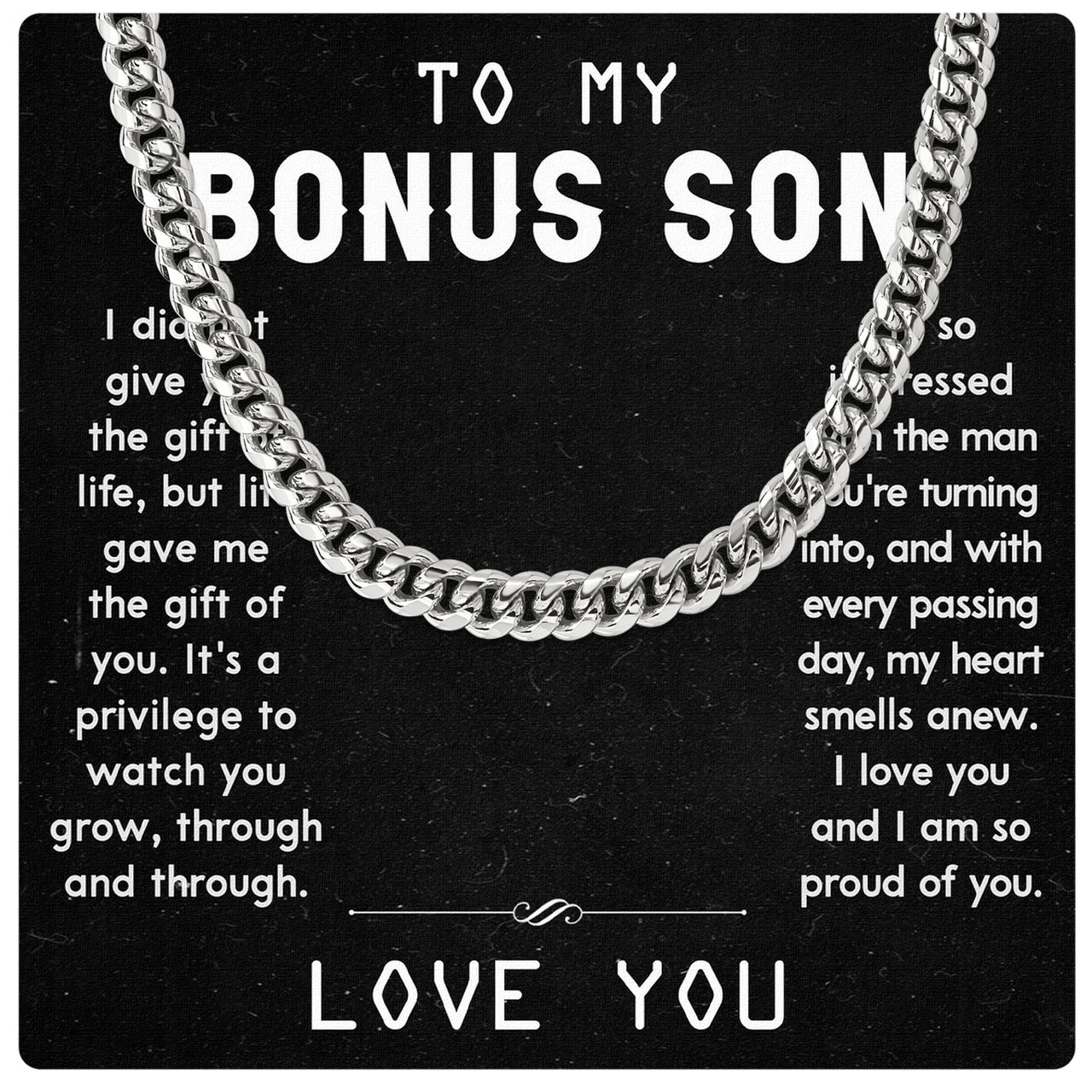 Cuban Necklace Gifts For Bonus Son With Personalized Message Card Necklace