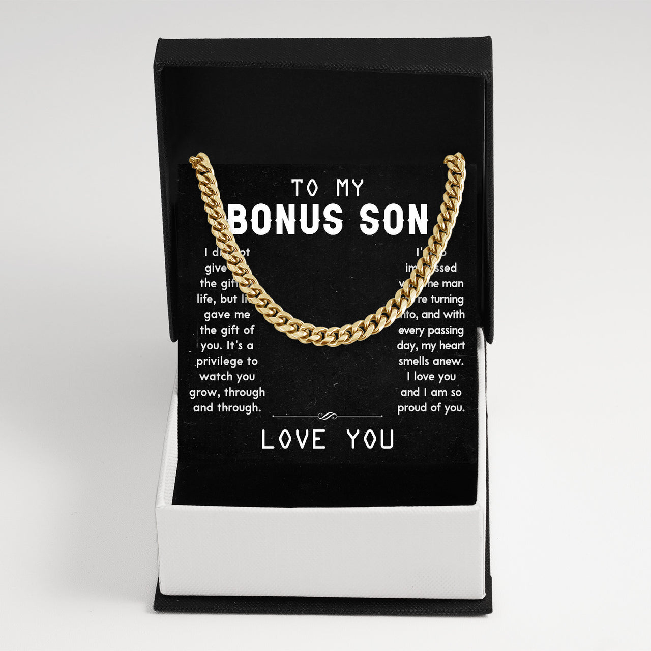 Cuban Necklace Gifts For Bonus Son With Personalized Message Card Necklace