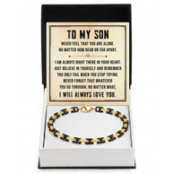 To My Son Gold & Black Stainless Steel Byzantine Chain Bracelet