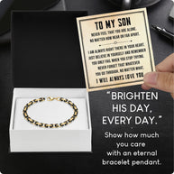 To My Son Gold & Black Stainless Steel Byzantine Chain Bracelet