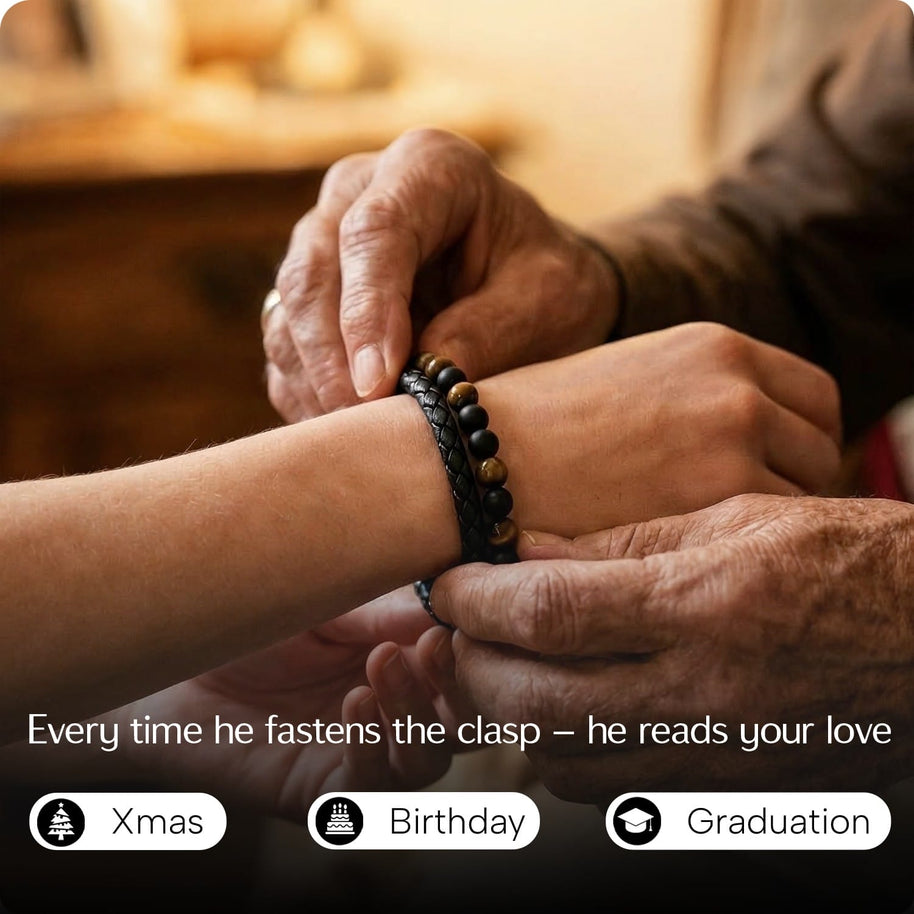 To My Son Bracelet With Heartfelt Message - Tiger Eye Bracelet For Men - Always With You
