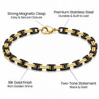 To My Son Gold & Black Stainless Steel Byzantine Chain Bracelet