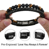 To My Son Bracelet With Heartfelt Message - Tiger Eye Bracelet For Men - Always With You
