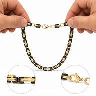 To My Son Gold & Black Stainless Steel Byzantine Chain Bracelet