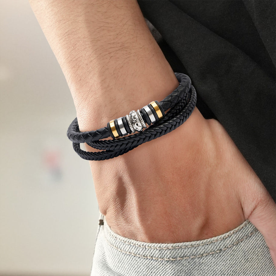 To My Grandson Bracelet With Heartfelt Message - Unique Jewelry For Men - Always Be There