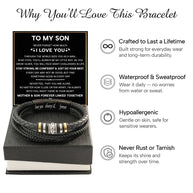 To My Son Bracelet With Heartfelt Message - Unique Jewelry For Men - Linked Together