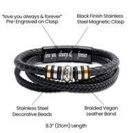 To My Grandson Bracelet With Heartfelt Message - Unique Jewelry For Men - Always Be There