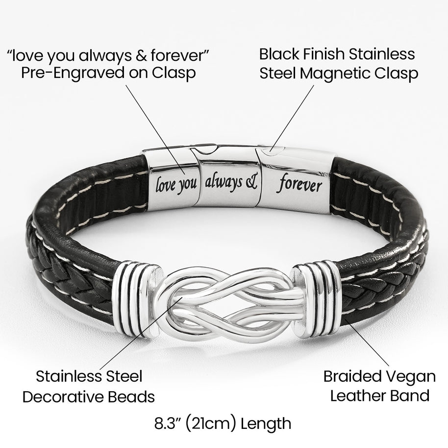 To My Grandson Linked Together Bracelet With Heartfelt Message - Unique Jewelry For Men - Beautiful Chapters