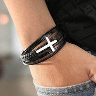 To My Grandson Cross Bracelet With Heartfelt Message - Unique Jewelry For Men - Always On My Mind