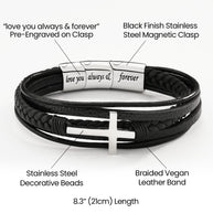 To My Son Cross Bracelet With Heartfelt Message - Unique Jewelry For Men - Always Love You