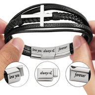 To My Son Cross Bracelet With Heartfelt Message - Unique Jewelry For Men - Always With You