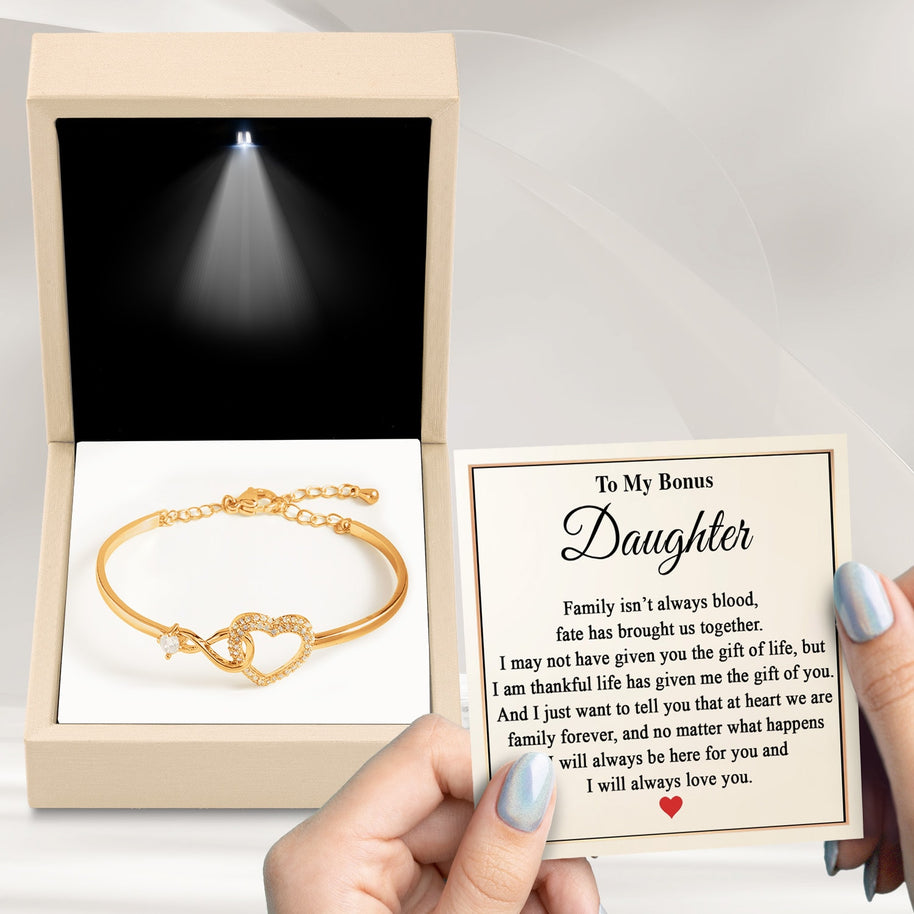 To My Bonus Daughter Bracelet With Message Card - Brought Us Together