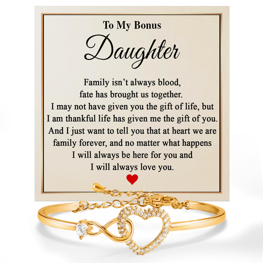 To My Bonus Daughter Bracelet With Message Card - Brought Us Together