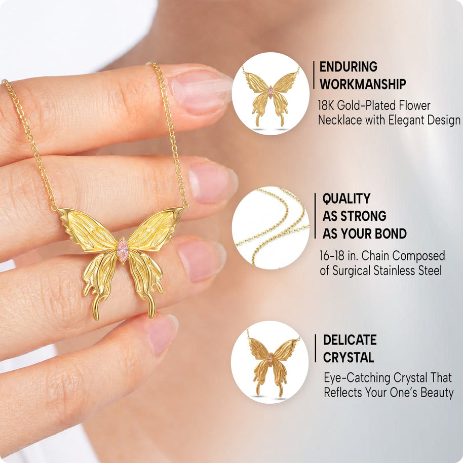 To My Daughter With Heartfelt Message - Butterfly Necklace For Daughter - Pages Of My Life