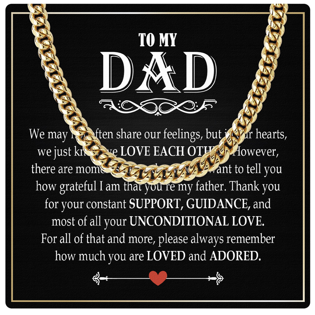 Cuban Necklace Gifts For Dad With Personalized Message Card Necklace