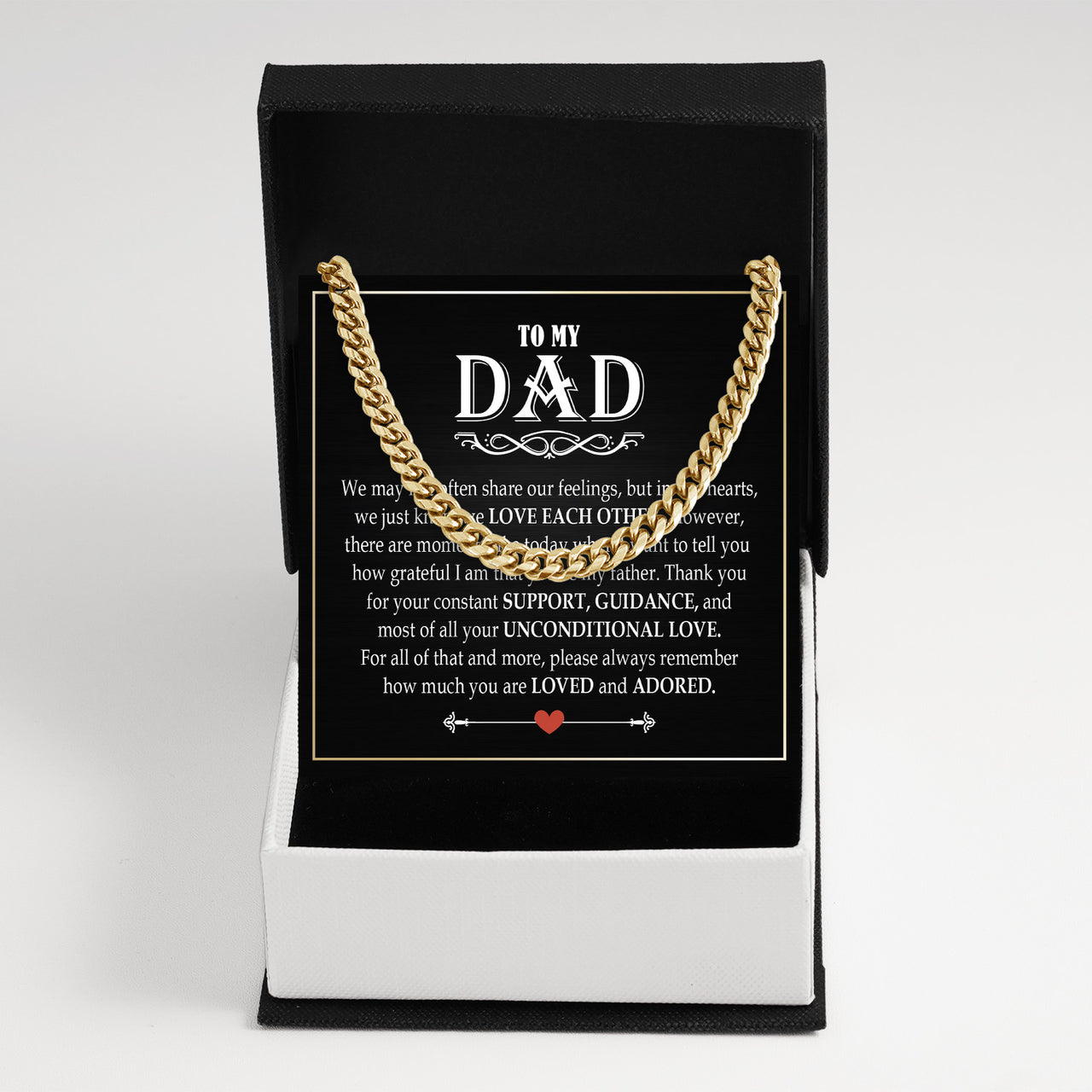 Cuban Necklace Gifts For Dad With Personalized Message Card Necklace