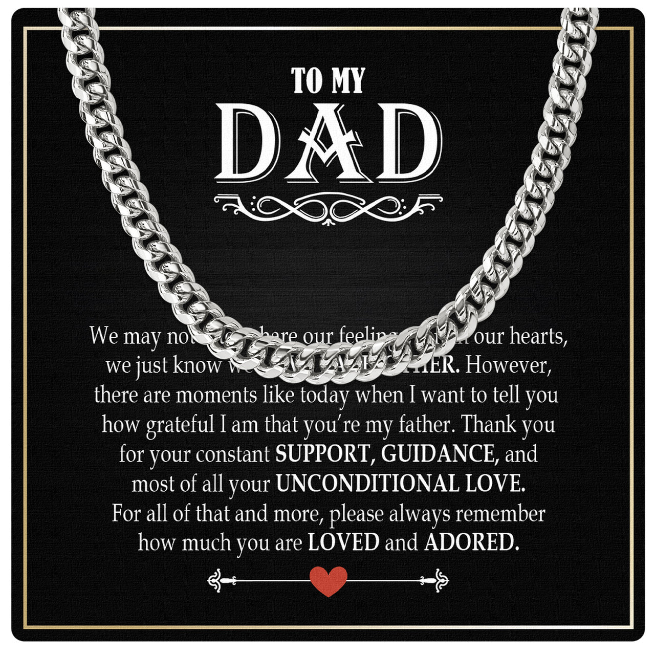 Cuban Necklace Gifts For Dad With Personalized Message Card Necklace