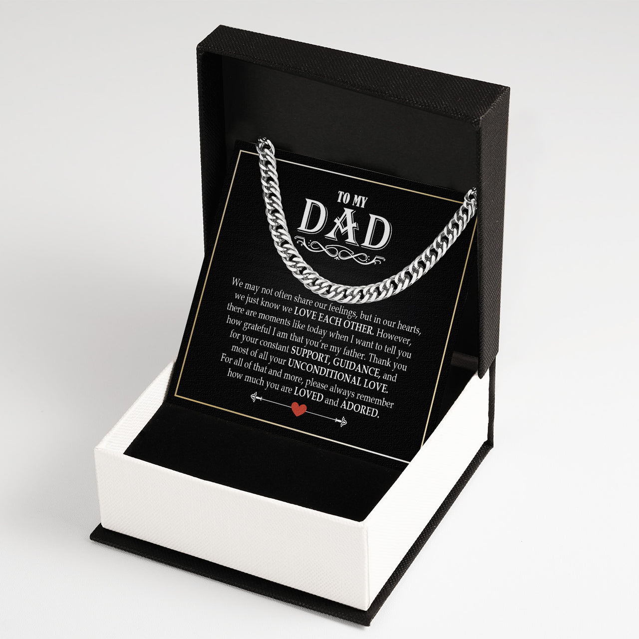 Cuban Necklace Gifts For Dad With Personalized Message Card Necklace