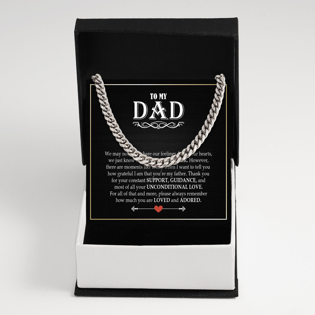 Cuban Necklace Gifts For Dad With Personalized Message Card Necklace