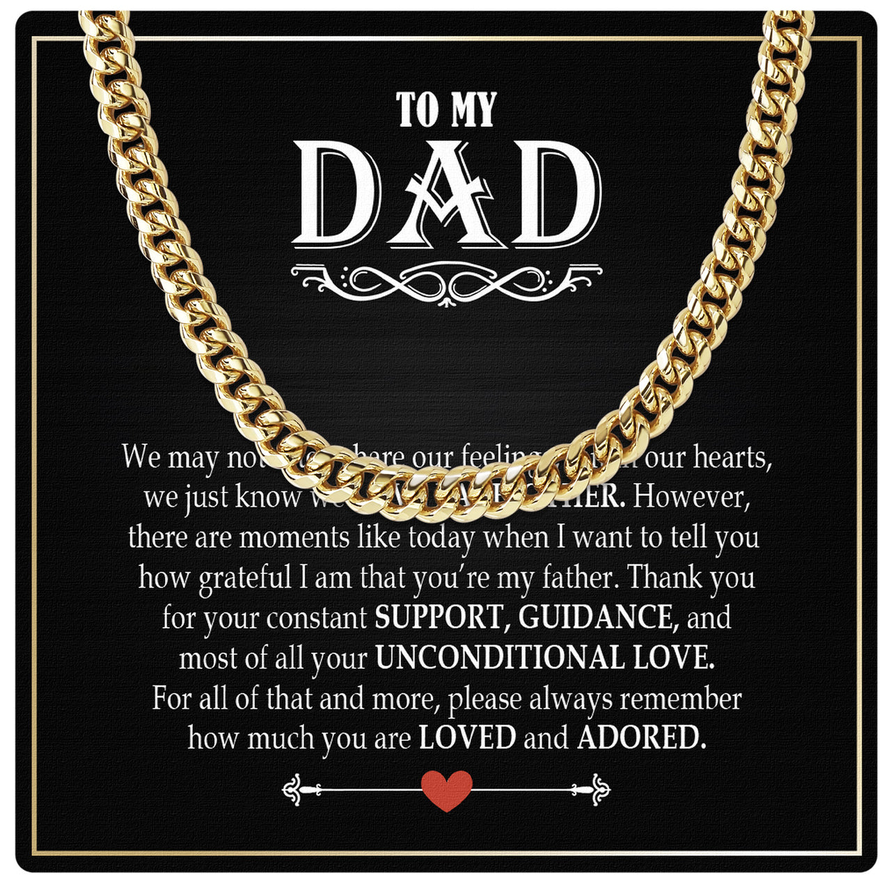 Cuban Necklace Gifts For Dad With Personalized Message Card Necklace