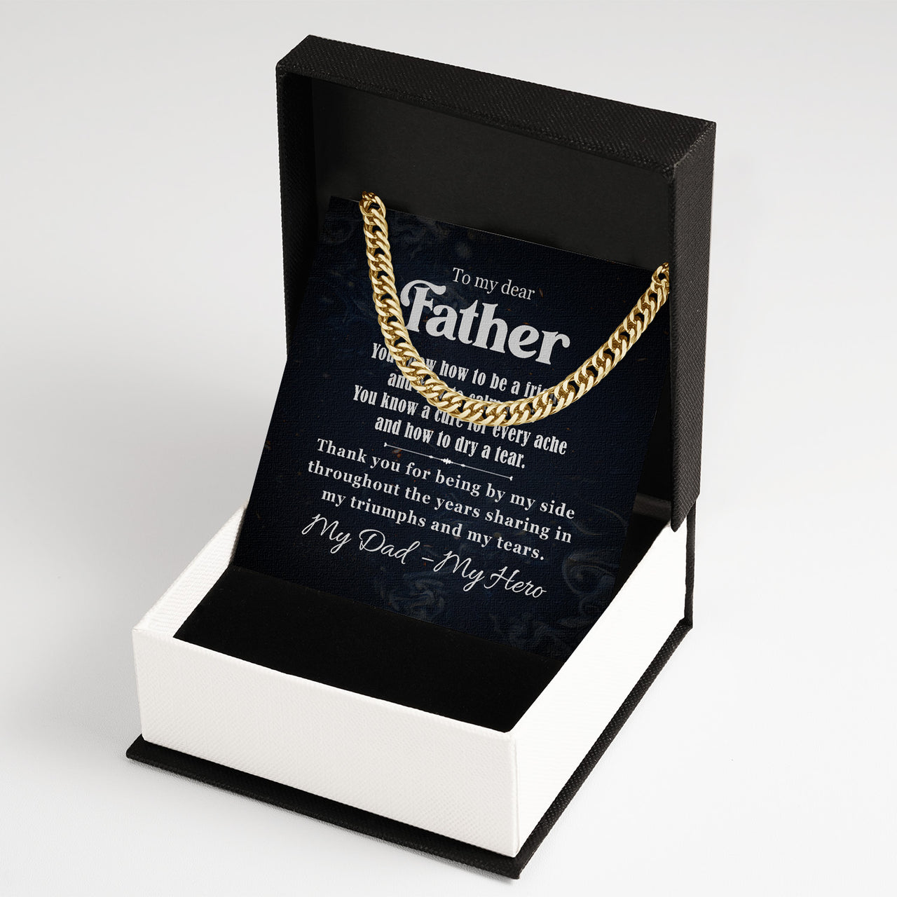 Cuban Necklace Gifts For Dad With Personalized Message Card Necklace